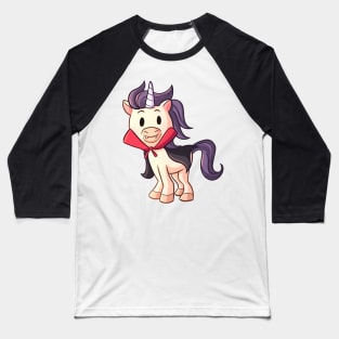 Cute Halloween Unicorn in Vampire Dracula Costume Baseball T-Shirt